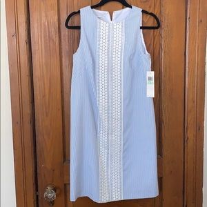 London Times Blue Seersucker Dress